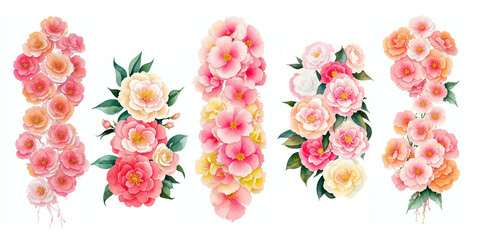 pink and white flowers, bouquet of flowers isolated, background with flowers, abstract beautiful spring flowers, illustration with Generative AI
