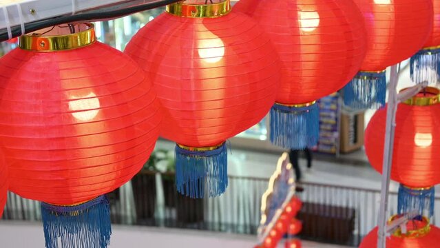 red circle chinese lantern decoration in happy new year celebration
