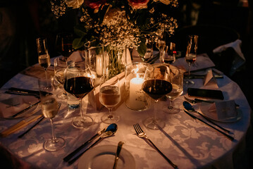 night table setup for weddings and events wine glasses good romantic boho rustic dark celebration 