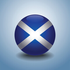 Scotland flag. Round glossy. Isolated on color gradient background