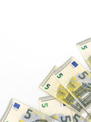 Euro, banknoty na białym tle. Pieniądze. 
 - obrazy, fototapety, plakaty