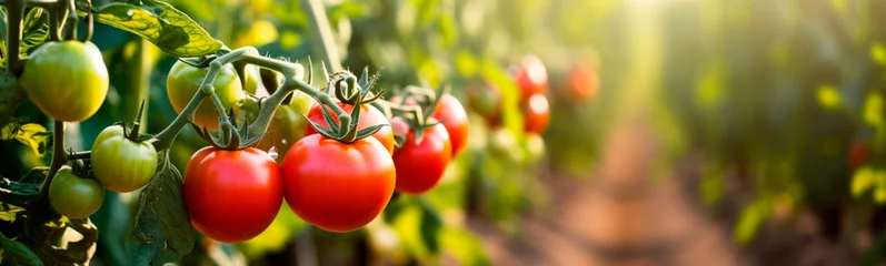 Fotobehang Harvest tomatoes in the garden. Generative AI, © yanadjan