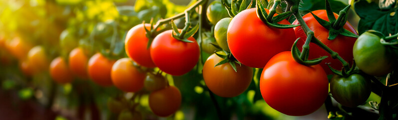 Harvest tomatoes in the garden. Generative AI, - obrazy, fototapety, plakaty