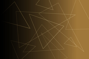Yellow lines, plexus abstract background. Digital geometric triangles on a black background.