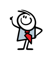 Positive man in a business suit gave a thumbs up and shows a gesture of approval.