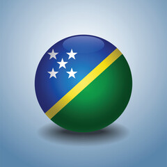 Solomon Islands flag. Round glossy. Isolated on color gradient background