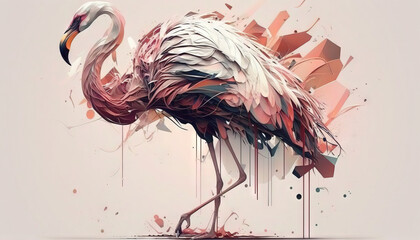 Obraz na płótnie Canvas Flamingo abstract wallpaper. Background with cute flamingo bird in Pastel colors generative ai