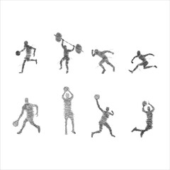 basketball sport silhouette in scribble art style