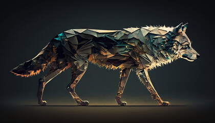 Wolf animal abstract wallpaper. Contrast background in vivid colors generative ai