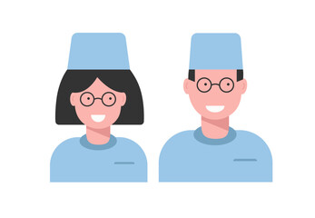 Doctor icons in uniform. Flat style. Vector illustration.