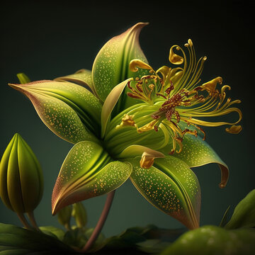 Green Lily With Glitter