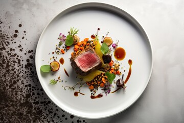 Sous vide lamb dish. Generative AI