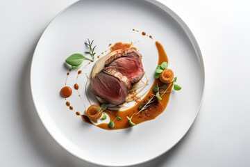 Sous vide lamb dish. Generative AI