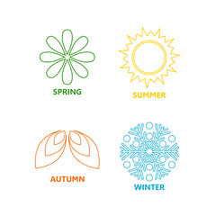 Four seasons, spring, summer, autumn, winter icon isolated on white background