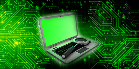 3d rendering Laptop search illustration
  