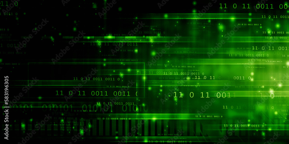 Poster 2d illustration abstract digital binary data on computer screen