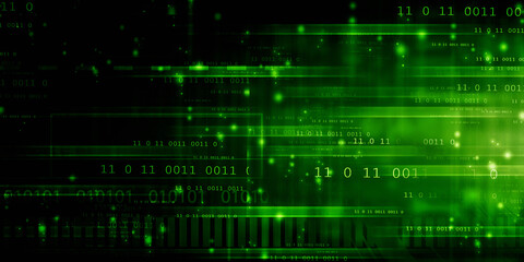 Obraz premium 2d illustration abstract digital binary data on computer screen 