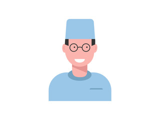 Doctor icon in uniform. Flat style male. Vector illustration