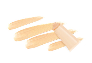 Collection of make up liquid foundation strokes on white