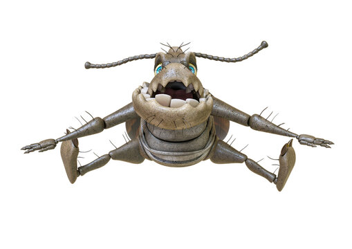 cockroach cartoon is jumping
