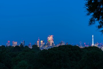 Scenic shot of the city skyline in London during nighttime