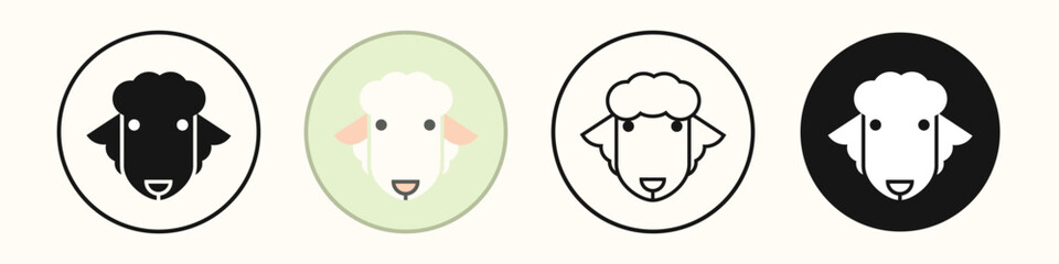 Lamb vector set. Sheep muzzle, lamb head icon