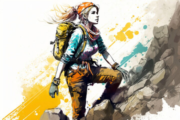 Fototapeta premium woman hiker or mountain climber