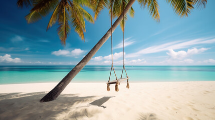 Fototapeta na wymiar A swing on a sunny beach