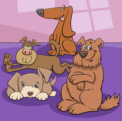 funny cartoon dogs comic animal characters group