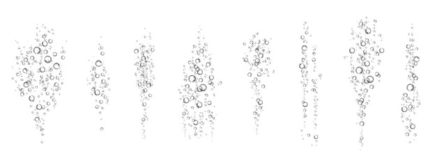 Naklejka na ściany i meble Oxygen air bubbles flow in water on white background.