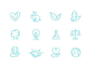 Creative Monoline Icons for Eco-Friendly Products.