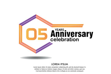 05th years anniversary celebration isolated logo with colorful number and frame text on white background vector design