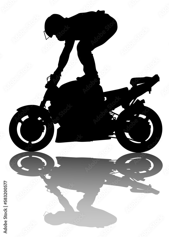 Poster Sport big bike and man white background