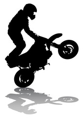 Sport big bike and man white background