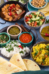 Assorted of traditional Indian food.