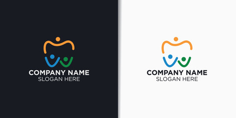 family dentist logo design vector, healt and medical logo design template