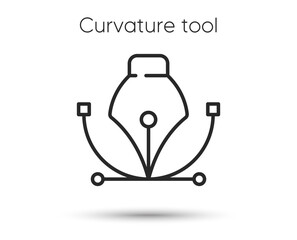 Curvature tool line icon. Pen writing instrument sign. Anchor point tool symbol. Quality design element. Linear style pen tool icon. Editable stroke. Vector