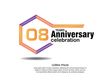 08th years anniversary celebration isolated logo with colorful number and frame text on white background vector design