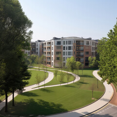 Fototapeta premium apartment building in the park