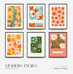 Fototapeta na wymiar Floral abstract elements. Botanical composition. Modern trendy Matisse minimal style. Floral poster, invite. Vector arrangements for greeting card or invitation design