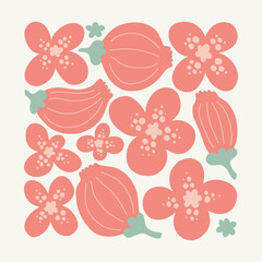 Floral abstract elements. Botanical composition. Modern trendy Matisse minimal style. Floral poster, invite. Vector arrangements for greeting card or invitation design