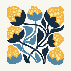 Floral abstract elements. Botanical composition. Modern trendy Matisse minimal style. Floral poster, invite. Vector arrangements for greeting card or invitation design