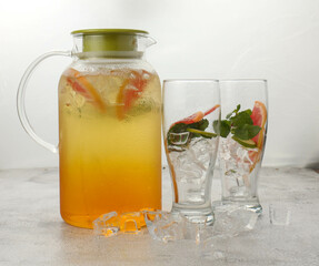 Arabica juice Natural juice glasses on a white background 