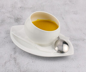 Indian soup in a white dish with high quality