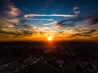 Weir Canyon Trail on a sunset afternoon in Orange County, Anaheim, California with cloudy sky