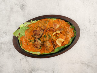 Delicious Indian food on a lead background with high quality