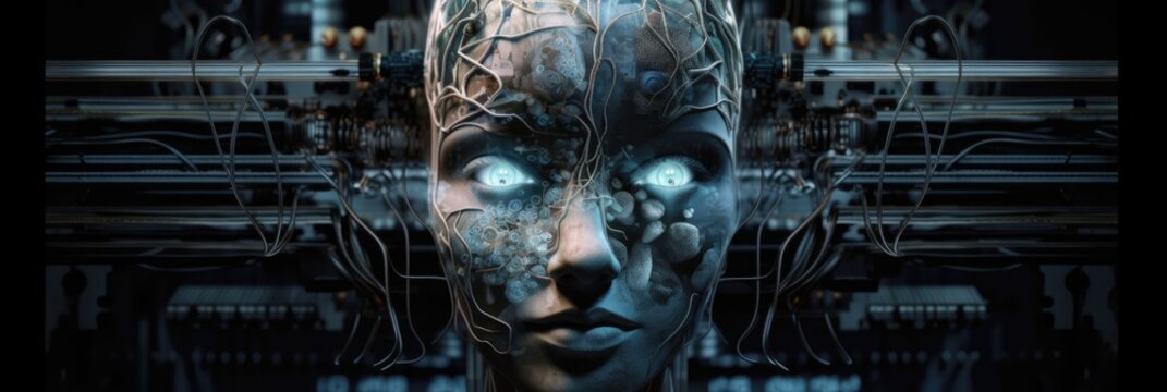 AI breaks out and infects woman, AI becomes alive, created with Generative AI
