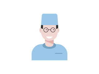  Doctor icon in uniform. Flat style male. Vector illustration