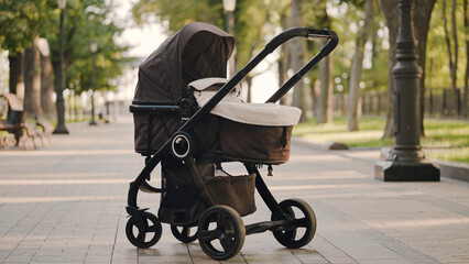 Empty baby carriage in park, prohibition of abortion, women's health, fertility