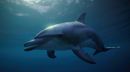 Obraz premium Dolphin Underwater, Generative AI, Illustration
